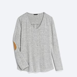 Staccato Heather Gray V-Neck Sweater Button-Down Back Knit Top L